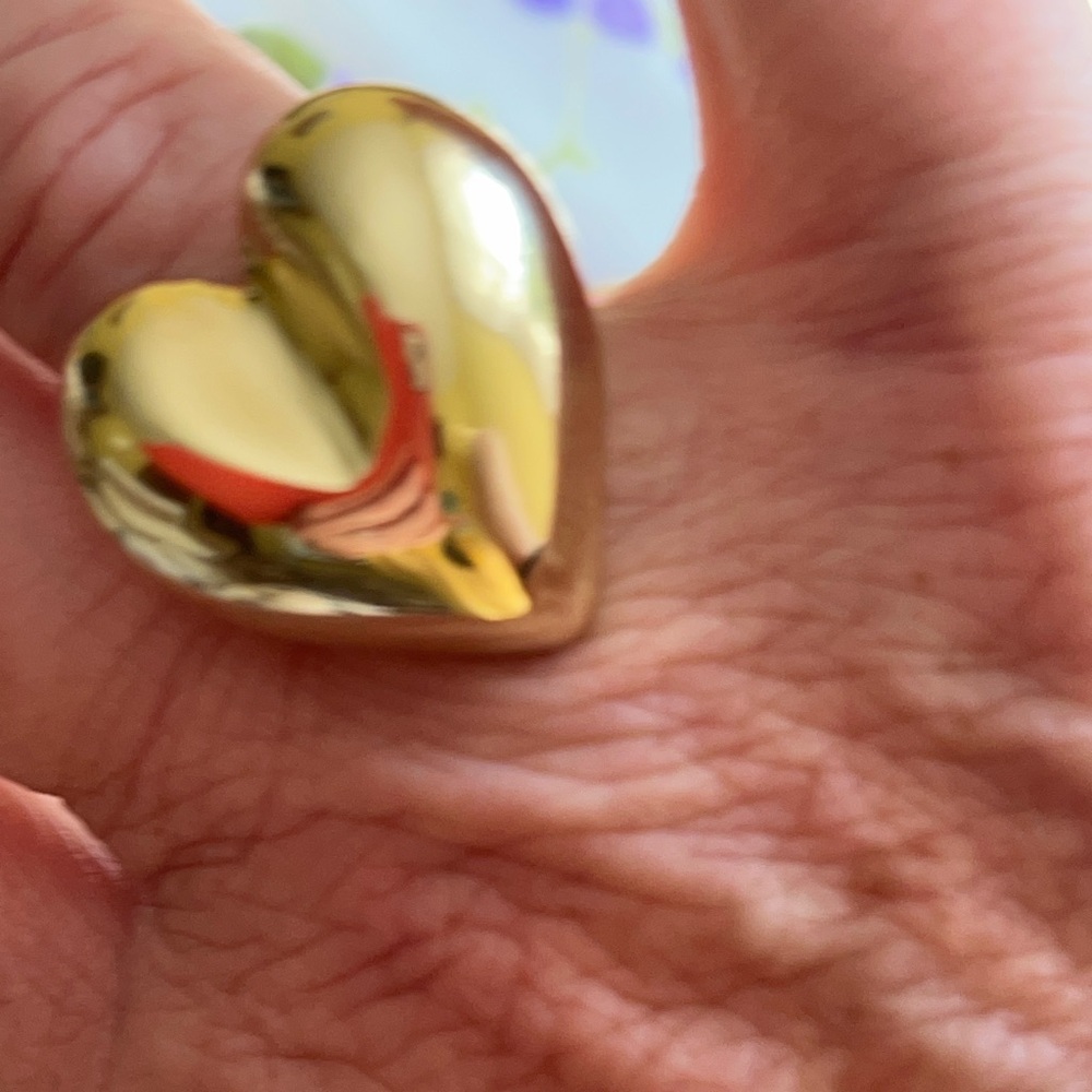 Pretty Bird Gold Plated Adjustable Puffy Heart Ring NEW!